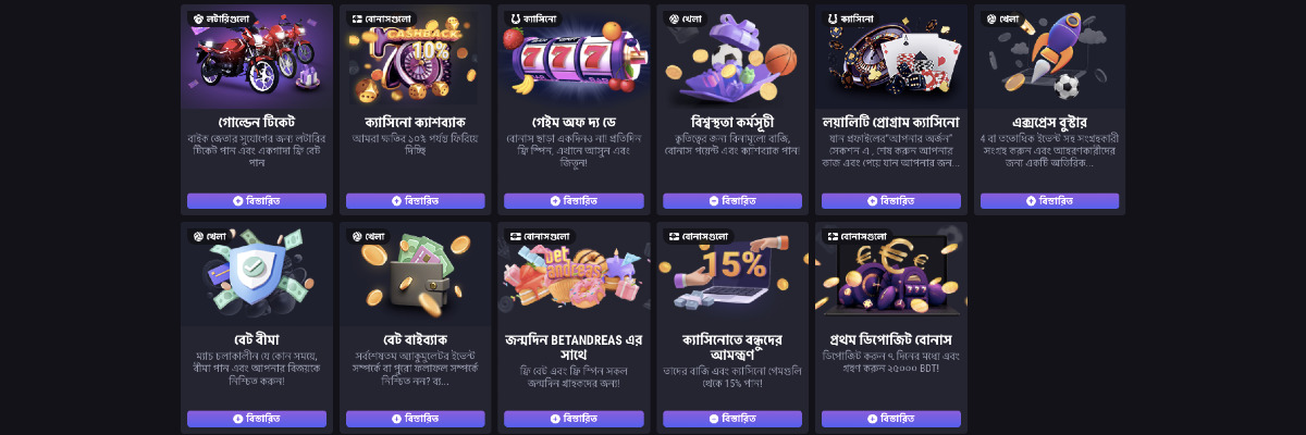 BetAndreas অনলাইন প্রচারমূলক অফার