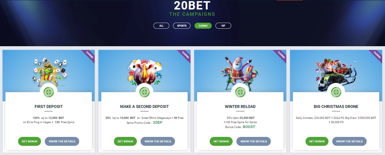 20Bet Casino Bonuses En