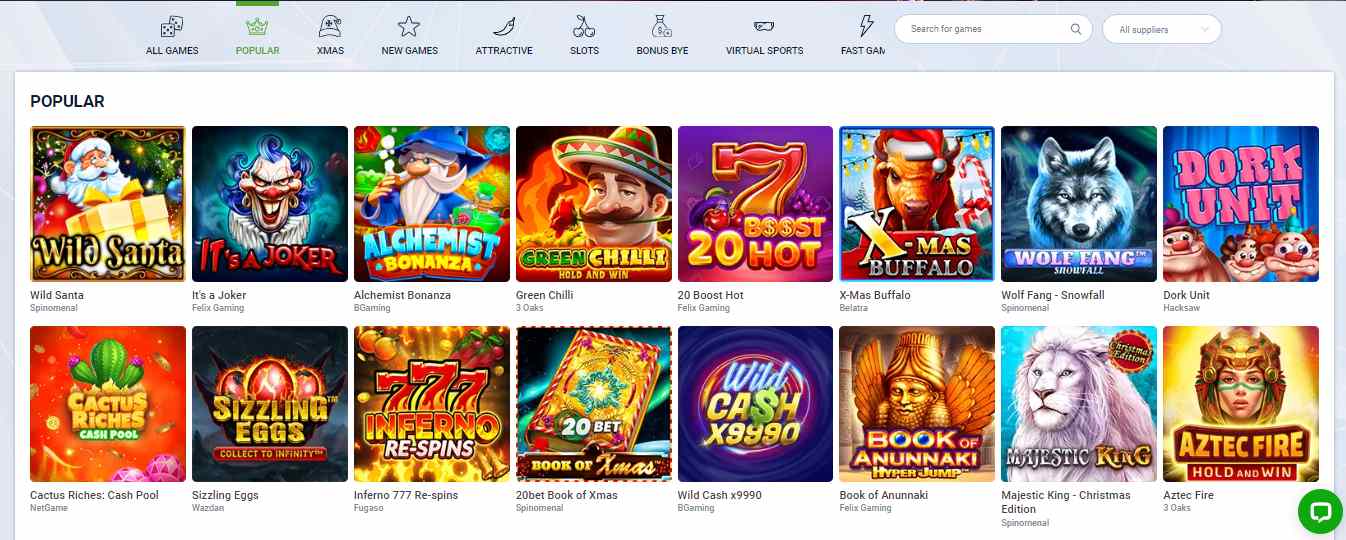 20Bet Casino Games