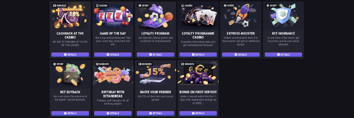 BetAndreas promo offers