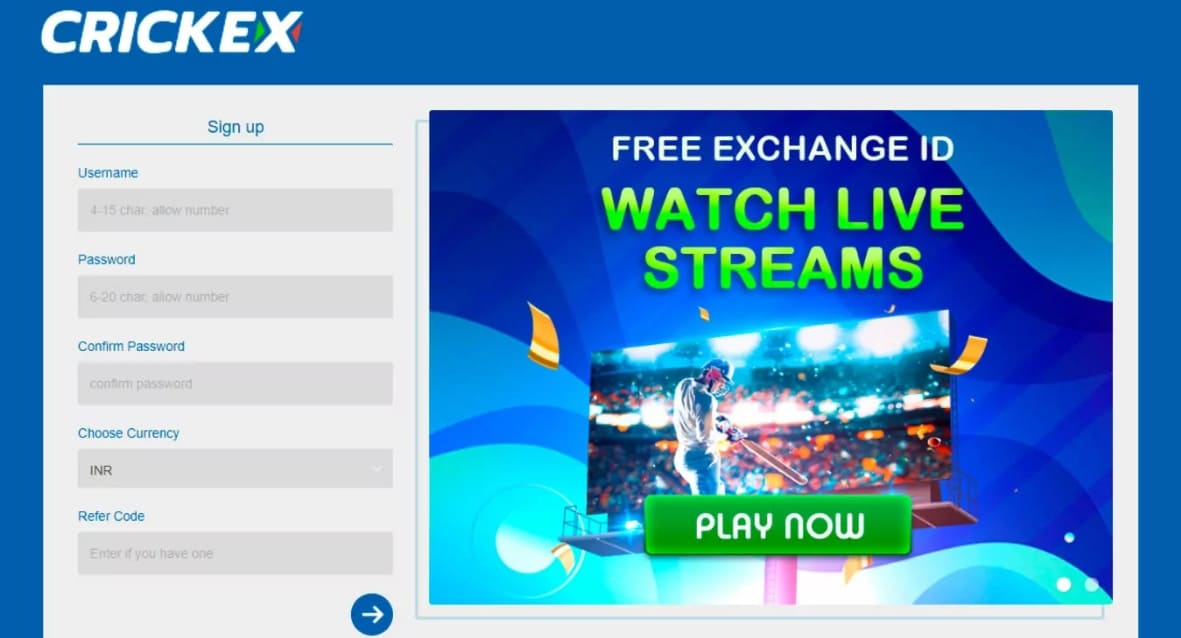 Crickex registration