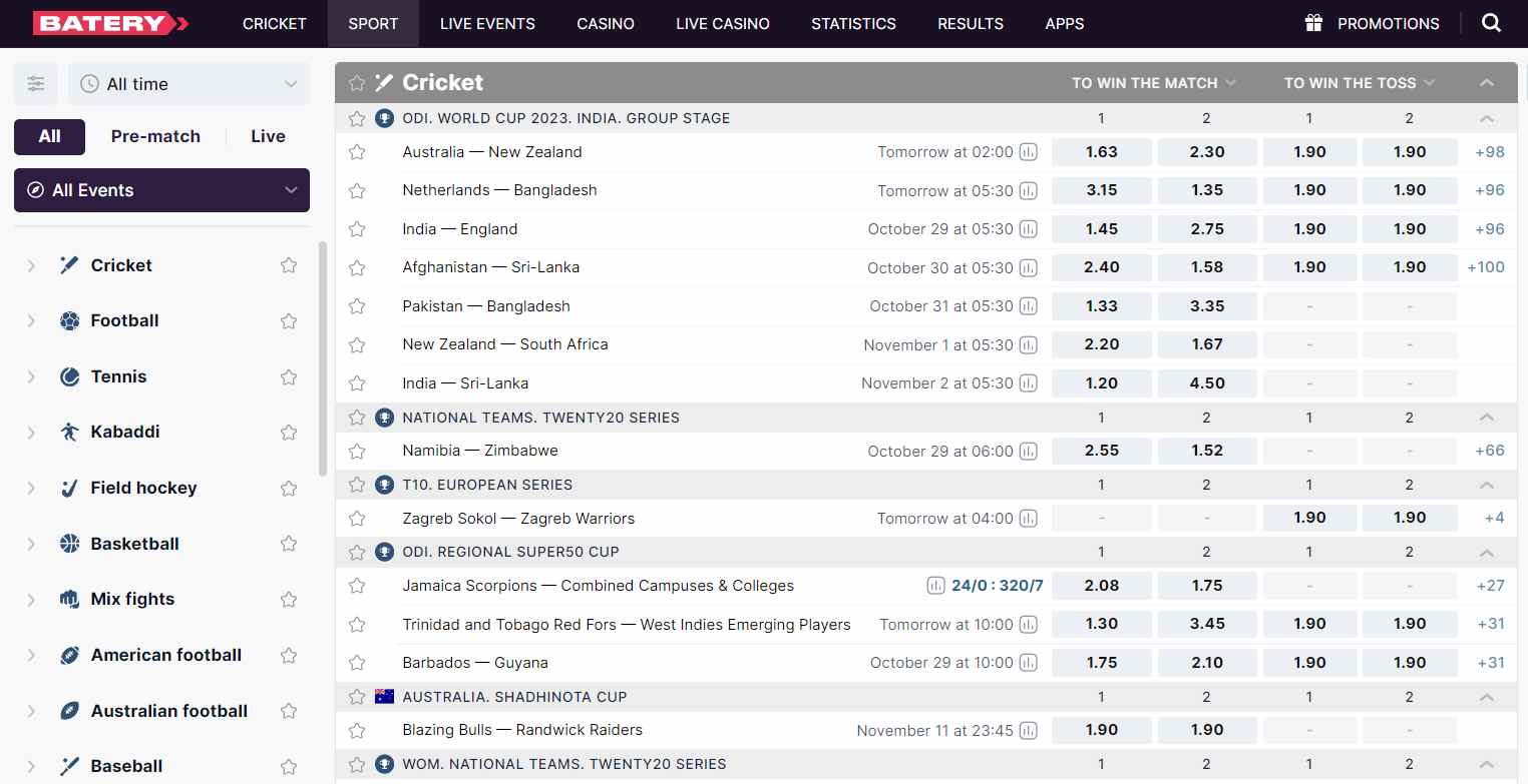 batery bookmaker