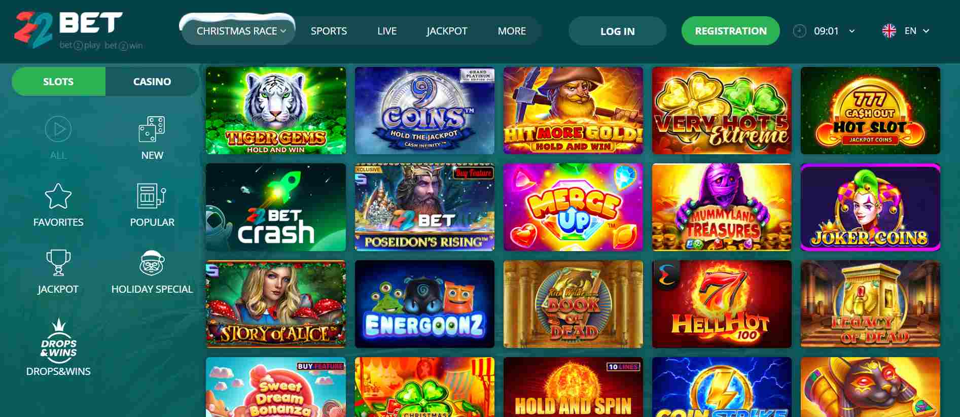 Casino games 22bet Bangladesh