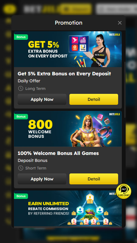 Bonuses and Promotions at Betjili